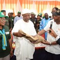 L-R: Deputy Governor, Osun State, Titilayo Laoye-Tomori; Governor of Osun State, Rauf Aregbesola; and Director General of the International Institute of Tropical Agriculture, Dr Nteranya Sanginga at the commissioning of IITA Research and Training Farm in Ago Owu