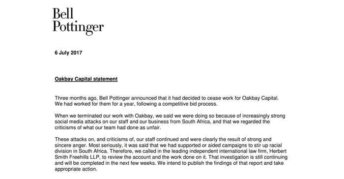 Bell Pottinger issues apology statement