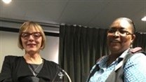 COHSASA CEO, Jacqui Stewart (left) presents the Katrin Kleijnhans Quality Award to Sister Margaret Lidovho who heads up the Quality Improvement Programmes in the hospital. According to Mediclinic Morningside, Margaret provides leadership, guidance and excellence in her task to the Clinical Management team.