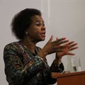 Dr Mamphela Ramphele speaking at a Leader's Angle talk hosted by the University of Stellenbosch Business School.