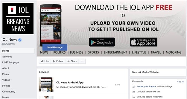 Facebook restores IOL's blocked content