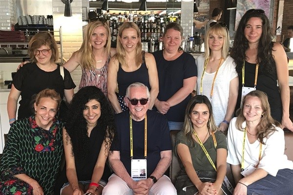 DDB Worldwide chairman emeritus Keith Reinhard in Cannes and some of the #PhyllisProject members.
