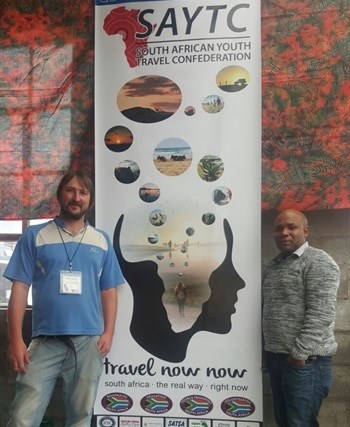 Aiden Lawrence (SAYTC Eastern Cape Chair) and Titus Chuene (Nelson Mandela Bay Tourism Marketing Manager) at the first day of the South African Youth Tourism Confederation Conference 2017.