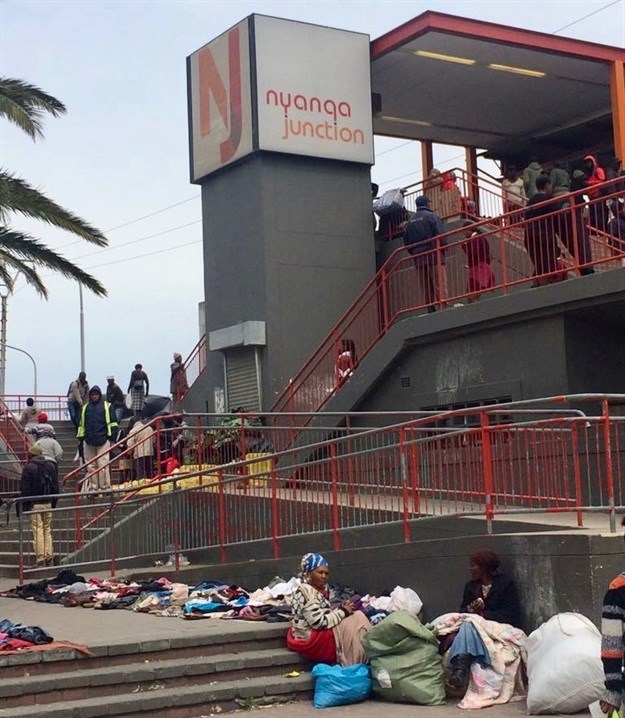 Nyanga Junction has a useless ramp and the lifts are not working. Vendors sell their wares in front of the lift doors. Photo: Mary-Anne Gontsana