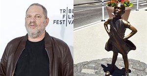Harvey Weinstein and 'Fearless Girl' statue © Sam Aronov and tom934 - .