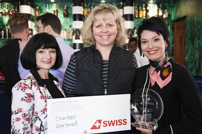Mari Dartnall, Martina Popkiss representing Swiss International Air Lines and Chantel Dartnall of Restaurant Mosaic. Photo: Andrea Gema
