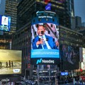 Alika Dangote featured on the Nasdaq billboard in New York.