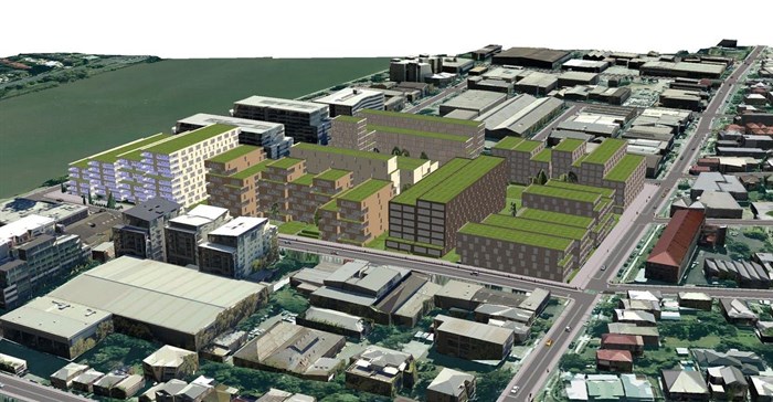 A 3D model of a development scenario in Brisbane’s West End produced using ESRI’s CityEngine program. Author supplied