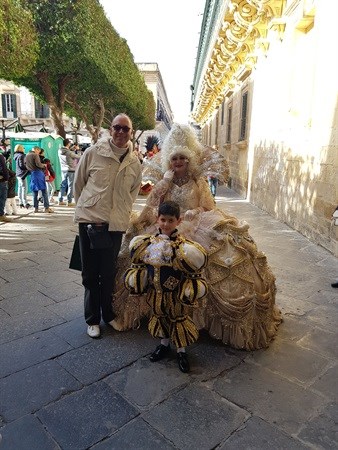 Marcus, Marie Antoinette and a Maltese munchkin at Karnival 2018, Valletta | Mark Leach