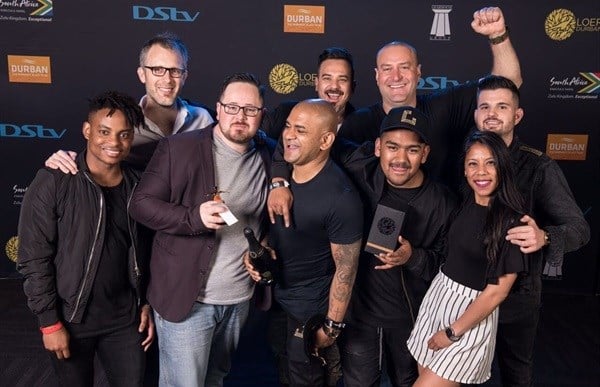 Reddy with team Grid, celebrating their Grand Prix at Loeries 2017.