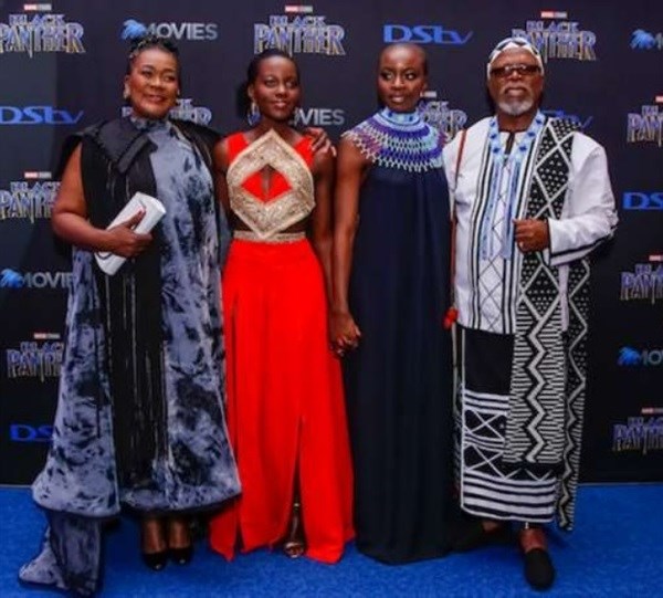 The cast of Black Panther at the Johannesburg premiere.
