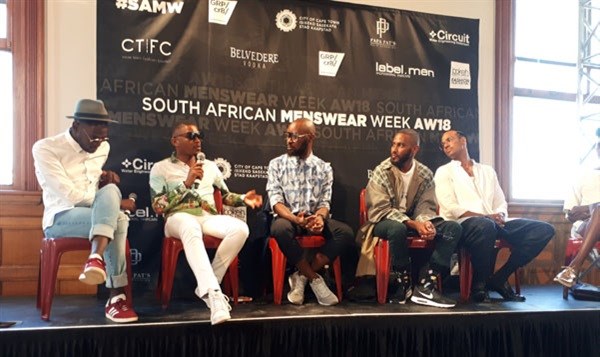 SAMW Fashion Talks. From left: Seth Shezi, Mxolisi Mkhize, Gilmore Moyo, Anuell Ahmar and Jason Storey.