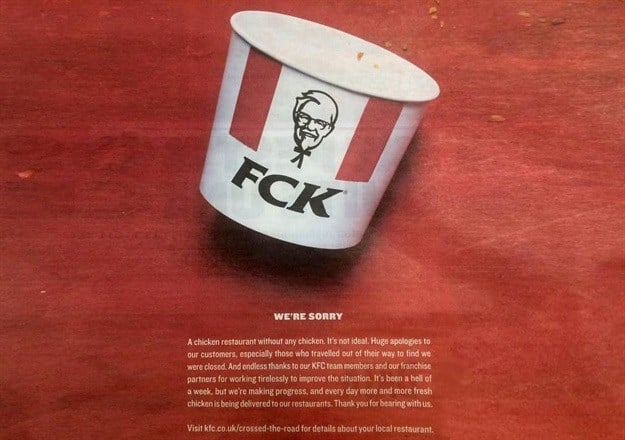 The full-page Metro ad by Mother London for KFC.