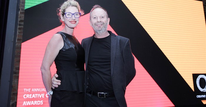 Flanked by his wife Tabitha, Alistair King is inducted into the Creative Circle Hall of Fame. Image provided.