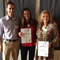 Winners, Amy Hopkins, food editor of Women’s Health and Sam Linsell, creator of Drizzleanddip.com with Derek Donkin, CEO of SAAGA.