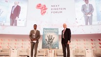 (L to R): Thierry Zomahoun, president and CEO of AIMS, and founder and chair of NEF, Elsevier CEO, Ron Mobed.