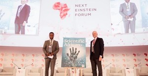(L to R): Thierry Zomahoun, president and CEO of AIMS, and founder and chair of NEF, Elsevier CEO, Ron Mobed.