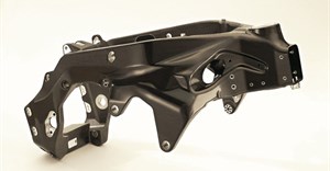 The carbon frame from 2017's BMW HP4 Race - hopefully new production techniques will bring lots more of these lightweight carbon chassis components (Credit: BMW)