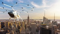 Rendering of the Volocopter flying taxi in action