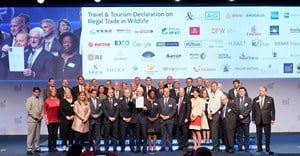 Brett Tollman and WTTC members on stage for the Buenos Aires Travel & Tourism Declaration on Illegal Trade in Wildlife. (Image Supplied)