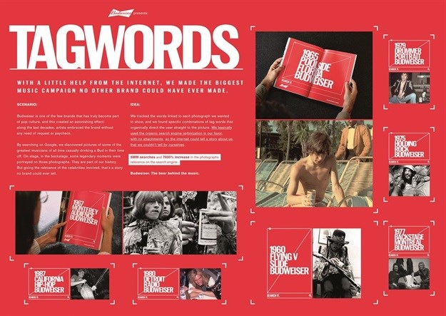 The 2018 Cannes Lions Print & Publishing Lions Grand Prix went to Brazil's Africa Sao Paolo for AB InBev Budweiser's 'Tagwords.'