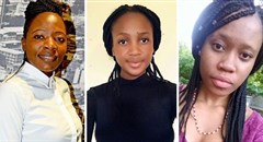 L-R: AECOM Educational Trust bursary recipients Tshilidzi Bridget Lutsinge, Nokubonga Lady-Peace Nxumalo, and Keabetswe Beverly Sehoole