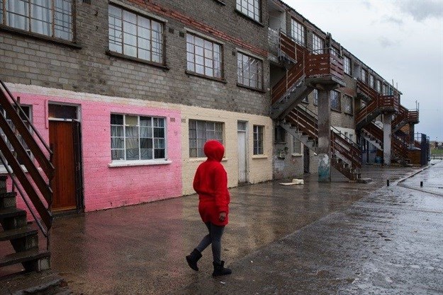 Sally Marcus lives in the pink unit, which she had painted, in Ashley court in Lavender Hill.
