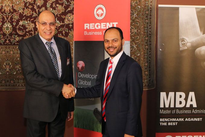 Dr Mahmoud Youssef-Baker (Chairperson of Iqraa Trust) and Dr Ahmed Shaikh (Managing Director, Regent Business School) at the launch of southern Africa’s first Postgraduate Diploma in Islamic Finance and Banking at Regent Business School. Image: Bishan Soni