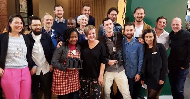 From left to right (back row): Zydia Botes from SMTNG GOOD, Carl Ascroft, Michael Smith, Phillip Hollander and Joe Sefako from Houtlander, Alice Hutton, Stephen Wilson from Houtlander, Joe Paine, Anton Louw (Kino), Dylan Davies from Voke and Laurence Brick from Platform Creative Agency. Front row from left: Bonolo Chepape from Lunasclan, Cathy O'Clery from Platform Creative Agency, Nico Hendriksz from Kino, Marco Simal from Mother City Hardware and Sandra Jardim, the general manager of 100% Design South Africa. Image supplied.