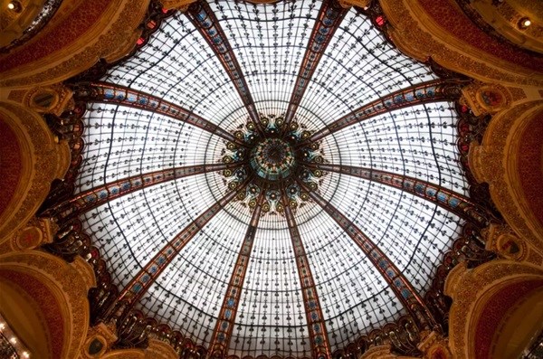 Famous dome in Galeries Lafayette, Paris. A. Credit: Wee, CC BY-SA