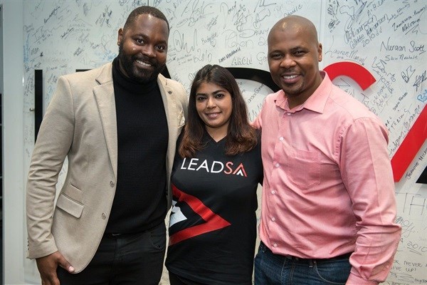 Lilford Lesabe (LeadSA Activator), Atishca Makan (Brand Manager: LeadSA) and Abongile Nzelenzele (CapeTalk presenter)
