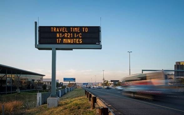 A variable message sign on the Gauteng Freeway network. Image supplied