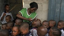 Nigerian children receiving the polio vaccine in Lagos. EPA