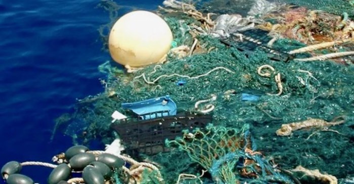 Plastic floats on and near the surface of the ocean.