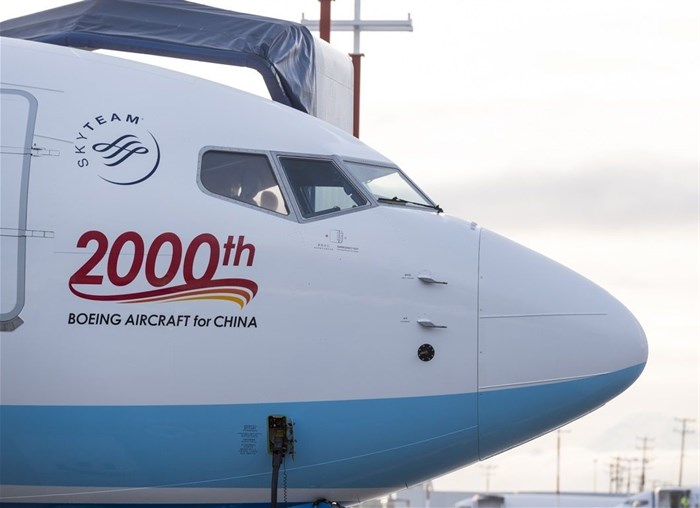 Boeing delivers its 2,000th aircraft to China