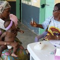 Child ready to receive measles vaccine, Bissau, Guinea-Bissau. Christine Stabell Benn, Author provided