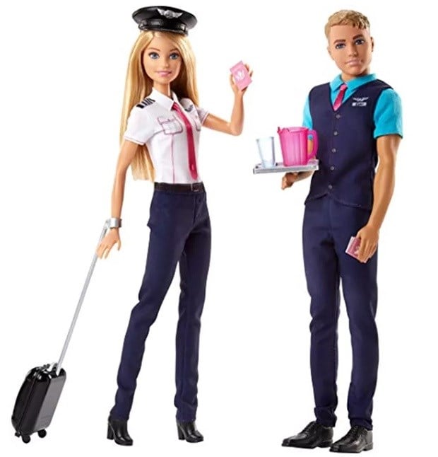 Pilot Barbie with her sidekick, Ken the steward. Credit: Mattel