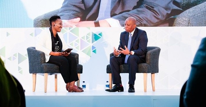 Zipho Sikhakhane, global speaker, entrepreneur and business strategist interviewing mayor Herman Mashaba, founder of Black Like Me.