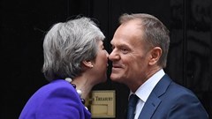 European Council president Donald Tusk visits Downing Street in 2018. EPA