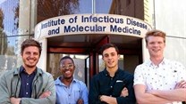 Nick Loxton, president of the UCT Surgical Society (left,) with (from second left) Sipho Ndereya, Matthew Potter and Liam Devenish, who are heading up the project.