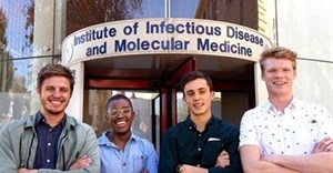 Nick Loxton, president of the UCT Surgical Society (left,) with (from second left) Sipho Ndereya, Matthew Potter and Liam Devenish, who are heading up the project.