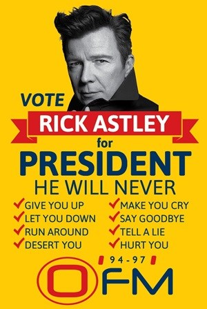 OFM dedicates voting day to 80s icon Rick Astley