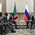 Russian President Vladimir Putin and Zambian President Edgar Lungu meet on the sidelines of the BRICS Summit in Johannesburg in 2018. EPA-EFE/Alexei NikolskySputnik/Kremlin Pool