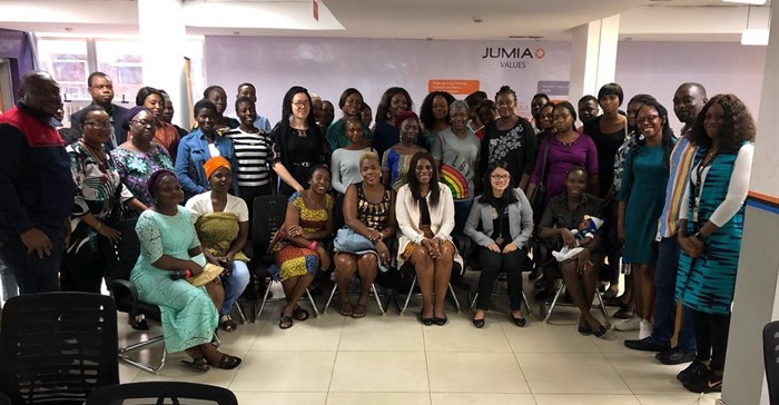 A cross section of Jumia leadership team with some of the participants at the Jumia Women & Youth Empowerment Programme. Image supplied.