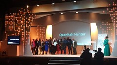 Qaanitah Hunter receives the 2019 Nat Nakasa Award for Courageous Journalism - image: Sanef.