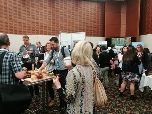 Delegates at this week’s marine science conference in Fremantle take a plastic-free coffee break. Alicia Sutton/AMSA
