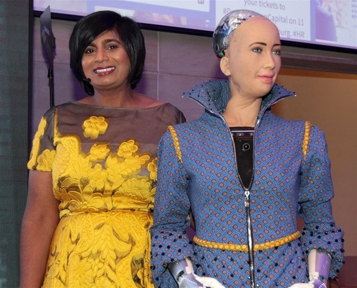 Sharmla Chetty with Sophia the Robot