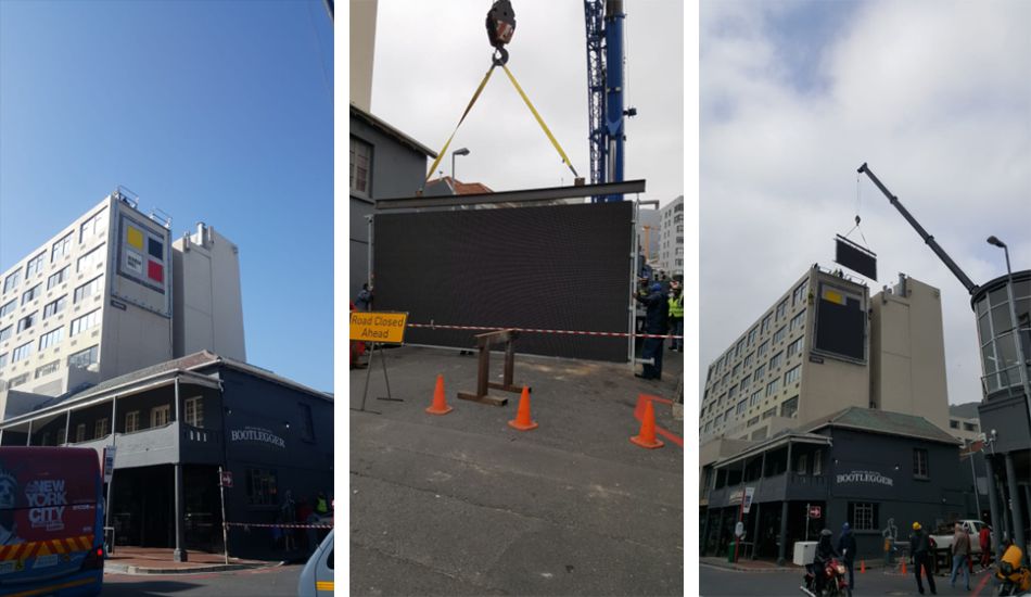 One of the biggest portrait digitals in Cape Town, located on Regent Road, Seapoint getting a facelift with a newly fitted digital screen earlier this week.