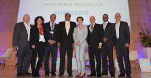 Dr Chris Archer, CEO of the South African Private Practitioners Forum; moderator, Tanya Cohen, former Business Unity South Africa CEO; Dr Guni Goolab, principal officer, Government Employee Medical Scheme (GEMS); Dr Terence Moodley, board member of Samed; Melanie da Costa, director of strategy and healthcare policy, Netcare; Dr Stavros Nicolaou, chairman of the Pharmaceutical Task Group Dr Anban Pillay, deputy director general, National Department of Health; and Dr Jonathan Broomberg, CEO, Discovery Health