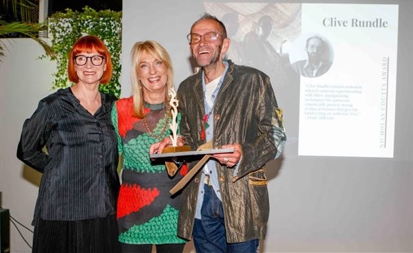 CEO of SA Fashion Week Lucilla Booyzen, Nicholas Coutts’s mother Lindsay Coutts, and winner of the Nicholas Coutts Award, Clive Rundle.